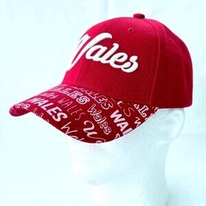 Wales‎ Red Adjustable Strapback Baseball Cap Hat NWT